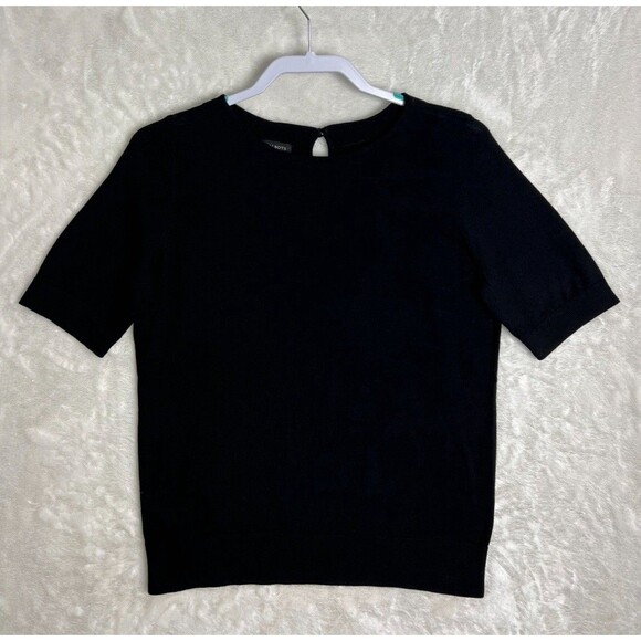 Talbots Elegant Black Carrier Blouse Women’s Size M Cotton Blend Knitted Classy - Picture 2 of 13